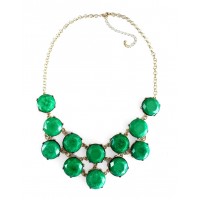 Emerald Marbled Stone Bauble Box Necklace